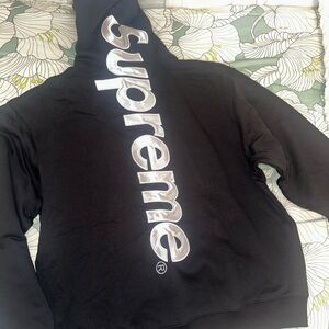 Supreme Black and White Logo Hoodie